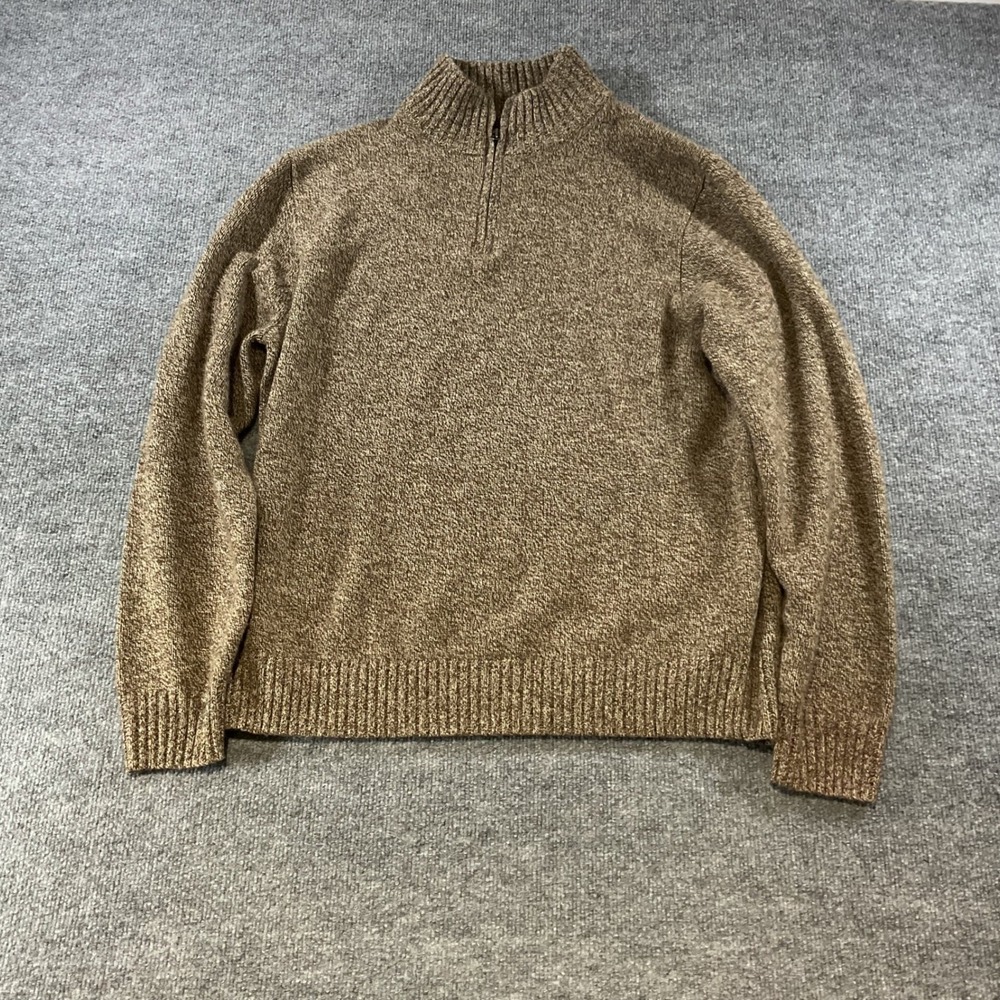 J.Crew Rugged Merino Wool Blend Quarter Zip Sweater XXL Brown Marl Knit Mens
